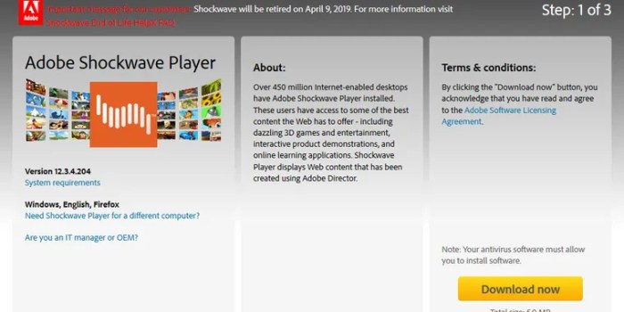 Adobe shockwave discontinued april 9th