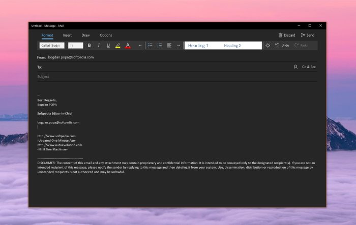 Full dark mode windows 10 mail app