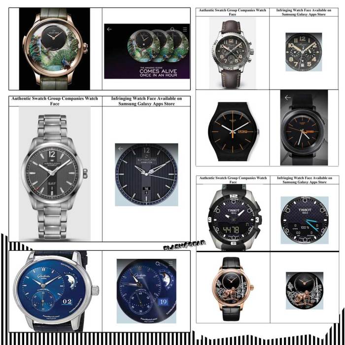 Swatch samsung infringe trademark watch faces