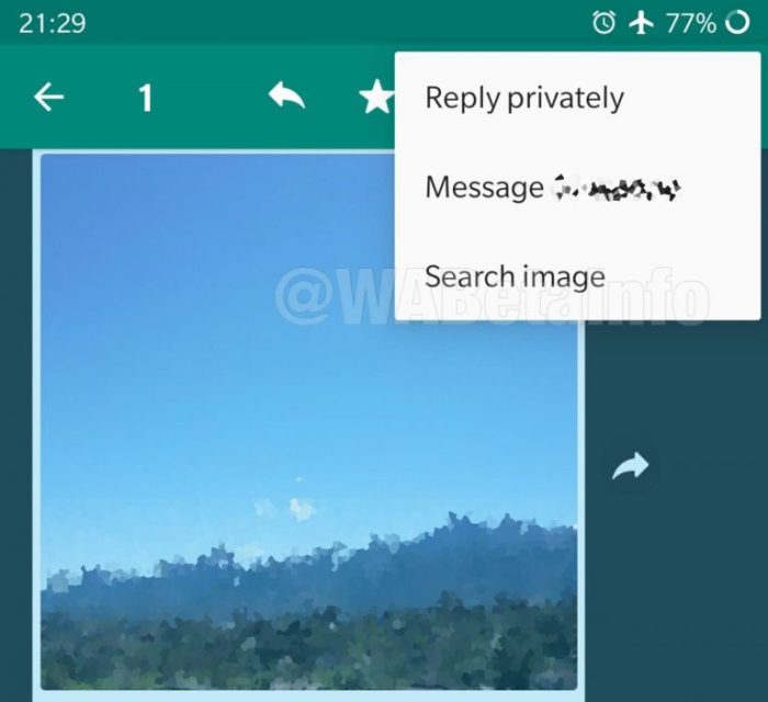 Whatsapp in app browser reverse image search